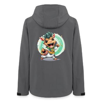 Kuh Trommler im Karneval - Frauen Recycelte Softshelljacke von Stanley/Stella - Anthrazit - Hinten - AI Model Female 172 light (172cm)