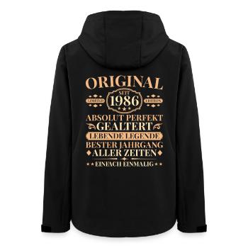 Vintage 1986 Perfectly Aged 40th Birthday - Women’s Recycled Softshell Jacket by Stanley/Stella - black - Back - AI Model Female 172 light (172cm)