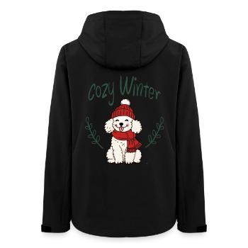 Cuddly winter dog with hat - Women’s Recycled Softshell Jacket by Stanley/Stella - black - Back - AI Model Female 172 light (172cm)