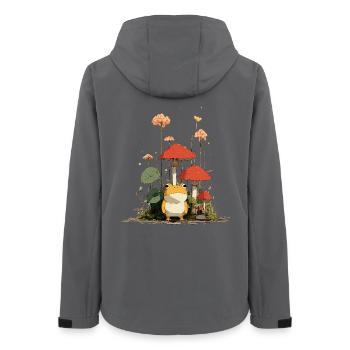 Frog in front of red mushrooms in the forest - Women’s Recycled Softshell Jacket by Stanley/Stella - anthracite - Back - AI Model Female 172 light (172cm)