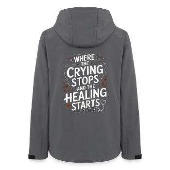 Pediatric Nurse Where The Crying Stops Kids Nurse - Frauen Recycelte Softshelljacke von Stanley/Stella - Anthrazit - Hinten - AI Model Female 172 light (172cm)