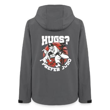 Judo martial arts Hugs? I Prefer Judo - Women’s Recycled Softshell Jacket by Stanley/Stella - anthracite - Back - AI Model Female 172 light (172cm)