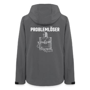 Problemlöser 3D-Drucker – Maker Statement Design - Frauen Recycelte Softshelljacke von Stanley/Stella - Anthrazit - Hinten - AI Model Female 172 light (172cm)