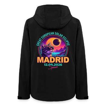 Solar Cat Madrid Eclipse 2026 - Women’s Recycled Softshell Jacket by Stanley/Stella - black - Back - AI Model Female 172 light (172cm)
