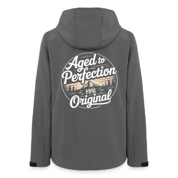 Jahrgang 1991 geboren Retro Original 1991 - Frauen Recycelte Softshelljacke von Stanley/Stella - Anthrazit - Hinten - AI Model Female 172 light (172cm)