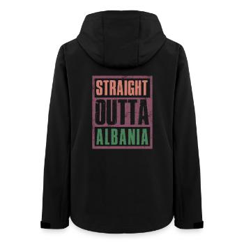 Straight outta Albania - Women’s Recycled Softshell Jacket by Stanley/Stella - black - Back - AI Model Female 172 light (172cm)