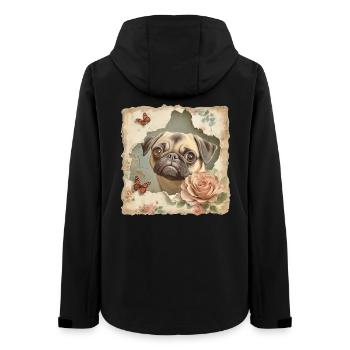 Mops Vintage - Frauen Recycelte Softshelljacke von Stanley/Stella - Schwarz - Hinten - AI Model Female 172 light (172cm)
