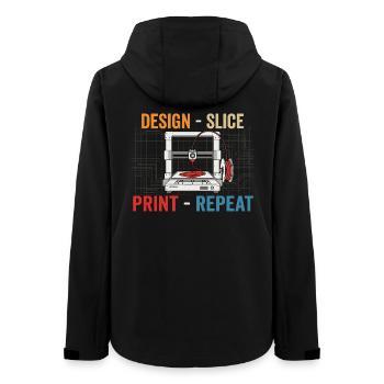 3D-Druck Evolution – Design Slice Print Repeat - Frauen Recycelte Softshelljacke von Stanley/Stella - Schwarz - Hinten - AI Model Female 172 light (172cm)