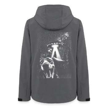 UFO und Hund Hundeshirt Funshirt - Frauen Recycelte Softshelljacke von Stanley/Stella - Anthrazit - Hinten - AI Model Female 172 light (172cm)