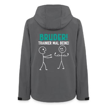 Strichmännchen BRUDER TRAINIER MAL BEINE Lustig - Frauen Recycelte Softshelljacke von Stanley/Stella - Anthrazit - Hinten - AI Model Female 172 light (172cm)