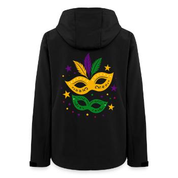 Carnival Masks with Stars & Colorful Feathers - Women’s Recycled Softshell Jacket by Stanley/Stella - black - Back - AI Model Female 172 light (172cm)