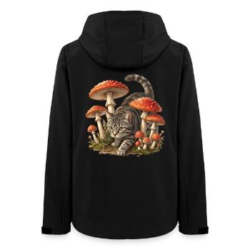Chat dans la forêt de champignons Art fantastique - Veste softshell femme recyclée Stanley/Stella - noir - Dos - AI Model Female 172 light (172cm)