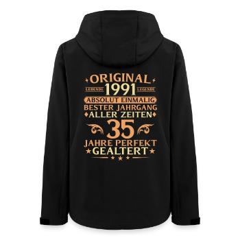 35 Jahre perfekt gealtert Jahrgang 1991 - Frauen Recycelte Softshelljacke von Stanley/Stella - Schwarz - Hinten - AI Model Female 172 light (172cm)