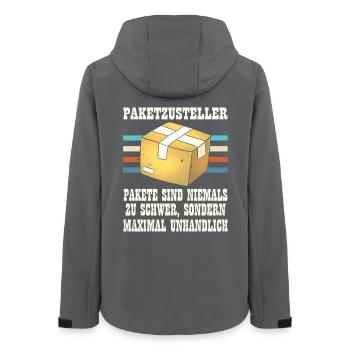 Postboten PAKETZUSTELLER PAKETE SIND NIEMALS ZU - Frauen Recycelte Softshelljacke von Stanley/Stella - Anthrazit - Hinten - AI Model Female 172 light (172cm)