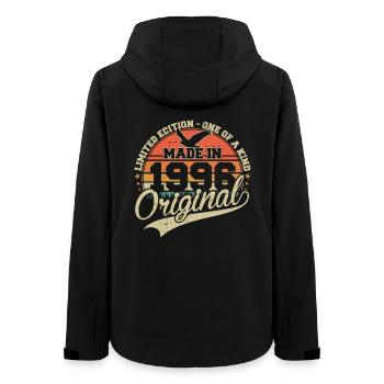 Original 1996 Vintage Born Vintage Birthday - Women’s Recycled Softshell Jacket by Stanley/Stella - black - Back - AI Model Female 172 light (172cm)