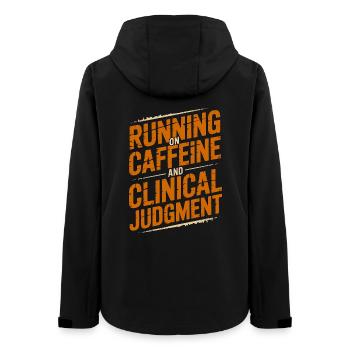 Infirmière praticienne fonctionnant à la caféine en soins infirmiers - Veste softshell femme recyclée Stanley/Stella - noir - Dos - AI Model Female 172 light (172cm)