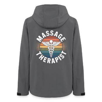 Vintage Regenbogen Massage - Frauen Recycelte Softshelljacke von Stanley/Stella - Anthrazit - Hinten - AI Model Female 172 light (172cm)