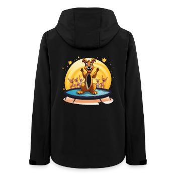 Chien joyeux sur le trampoline - Veste softshell femme recyclée Stanley/Stella - noir - Dos - AI Model Female 172 light (172cm)