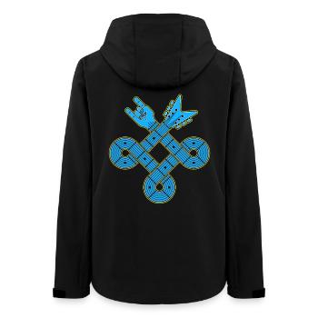Neon Blue Guitar Knot Emblem - Women’s Recycled Softshell Jacket by Stanley/Stella - black - Back - AI Model Female 172 light (172cm)
