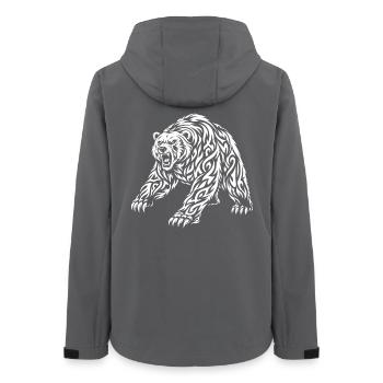 Motif grizzli tribal – Ours sauvage - Veste softshell femme recyclée Stanley/Stella - charbon - Dos - AI Model Female 172 light (172cm)