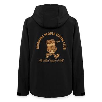 Morning People Coffee Club – No Talkin' Before 9  - Frauen Recycelte Softshelljacke von Stanley/Stella - Schwarz - Hinten - AI Model Female 172 light (172cm)