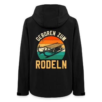 Bob Fahrer GEBOREN ZUM RODELN LUSTIG - Frauen Recycelte Softshelljacke von Stanley/Stella - Schwarz - Hinten - AI Model Female 172 light (172cm)