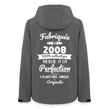 Hergestellt 2008 – Perfekt gereift - Frauen Recycelte Softshelljacke von Stanley/Stella - Anthrazit - Hinten - AI Model Female 172 light (172cm)