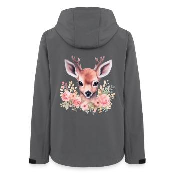 Motif traditionnel de cerf et de biche pour costumes féminins – Traditionnel - Veste softshell femme recyclée Stanley/Stella - charbon - Dos - AI Model Female 172 light (172cm)