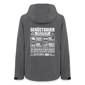 Infographie sur l’échafaudage – Artisan drôle - Veste softshell femme recyclée Stanley/Stella - charbon - Dos - AI Model Female 172 light (172cm)
