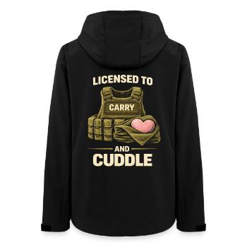 Soldatin Soldatinnen Licensed To Carry And Cuddle - Frauen Recycelte Softshelljacke von Stanley/Stella - Schwarz - Hinten - AI Model Female 172 light (172cm)