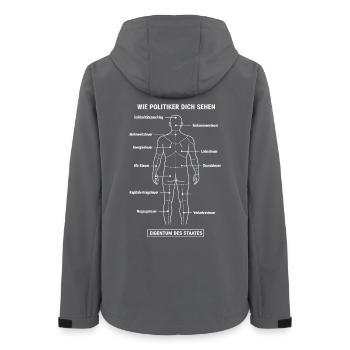 Zerlegeplan Steuerzahler - Anatomie Eigentum Staat - Frauen Recycelte Softshelljacke von Stanley/Stella - Anthrazit - Hinten - AI Model Female 172 light (172cm)