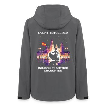 Ereignis ausgelöst | Flamenco Spanien Fiesta - Frauen Recycelte Softshelljacke von Stanley/Stella - Anthrazit - Hinten - AI Model Female 172 light (172cm)