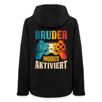 Geschenk Zocken BRUDER MODUS AKTIVIERT LUSTIG - Frauen Recycelte Softshelljacke von Stanley/Stella - Schwarz - Hinten - AI Model Female 172 light (172cm)