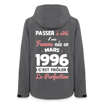30th birthday - Born in March 1996 - Women’s Recycled Softshell Jacket by Stanley/Stella - anthracite - Back - AI Model Female 172 light (172cm)