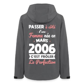 20 Year Anniversary - Born in March 2006 - Women’s Recycled Softshell Jacket by Stanley/Stella - anthracite - Back - AI Model Female 172 light (172cm)