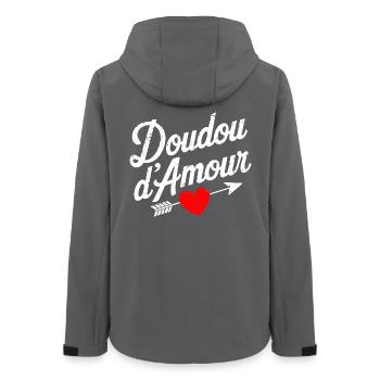 Doudou D'amour Saint valentin Couple - Veste softshell femme recyclée Stanley/Stella - charbon - Dos - AI Model Female 172 light (172cm)