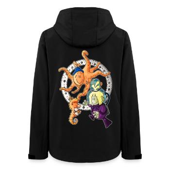 Mael - das Seepferd-Taxi / - Frauen Recycelte Softshelljacke von Stanley/Stella - Schwarz - Hinten - AI Model Female 172 light (172cm)