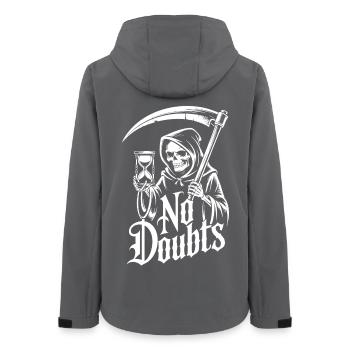 Sensenmann mit Sanduhr – No Doubts Spruch Gothic - Frauen Recycelte Softshelljacke von Stanley/Stella - Anthrazit - Hinten - AI Model Female 172 light (172cm)