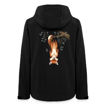 Fuchs hängt von Ast - Frauen Recycelte Softshelljacke von Stanley/Stella - Schwarz - Hinten - AI Model Female 172 light (172cm)