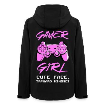 Gamer Girl Controller Spruch Cute Face Tryhard - Frauen Recycelte Softshelljacke von Stanley/Stella - Schwarz - Hinten - AI Model Female 172 light (172cm)