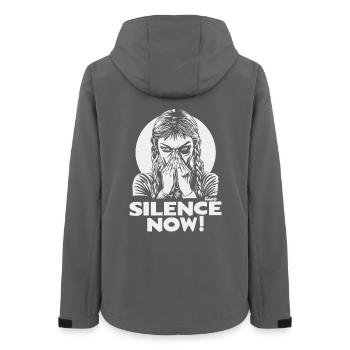 Silence maintenant Emblème du visage - Veste softshell femme recyclée Stanley/Stella - charbon - Dos - AI Model Female 172 light (172cm)