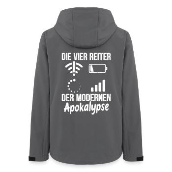 Nerd LES QUATRE CAVALIERS DE L’APOCALYPSE MODERNE - Veste softshell femme recyclée Stanley/Stella - charbon - Dos - AI Model Female 172 light (172cm)