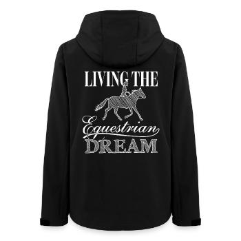 Living the equestrian dream | Traber mit Frau - Frauen Recycelte Softshelljacke von Stanley/Stella - Schwarz - Hinten - AI Model Female 172 light (172cm)