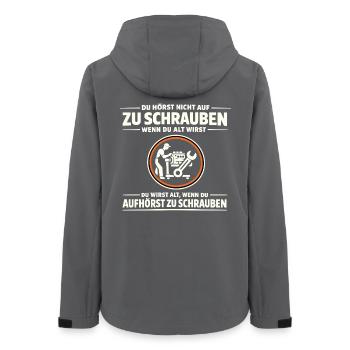 Schrauber Nicht Aufhören Alt Wirst Spruch - Frauen Recycelte Softshelljacke von Stanley/Stella - Anthrazit - Hinten - AI Model Female 172 light (172cm)