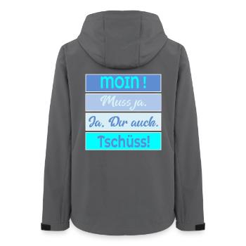 Plauderei Moin Tschüss - Frauen Recycelte Softshelljacke von Stanley/Stella - Anthrazit - Hinten - AI Model Female 172 light (172cm)