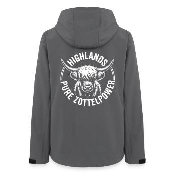 Highland Rindkopf Logo - Frauen Recycelte Softshelljacke von Stanley/Stella - Anthrazit - Hinten - AI Model Female 172 light (172cm)
