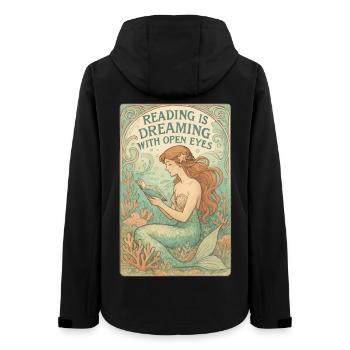 Mermaid Book: Reading is dreaming with eyes open - Women’s Recycled Softshell Jacket by Stanley/Stella - black - Back - AI Model Female 172 light (172cm)