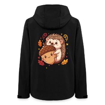 Süßer Igel mit Eichel Herbst - Frauen Recycelte Softshelljacke von Stanley/Stella - Schwarz - Hinten - AI Model Female 172 light (172cm)