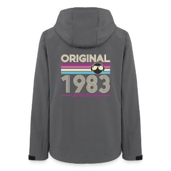 Original 1983 Limited Edition Retro - Frauen Recycelte Softshelljacke von Stanley/Stella - Anthrazit - Hinten - AI Model Female 172 light (172cm)