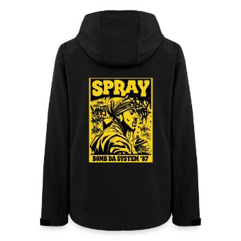 Sprühbombe Da System 87 - Frauen Recycelte Softshelljacke von Stanley/Stella - Schwarz - Hinten - AI Model Female 172 light (172cm)